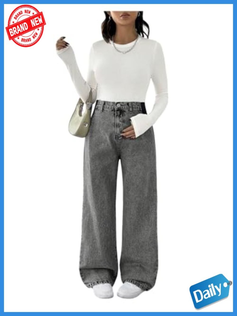 Maternity Jeans Loose Fit Over the Belly Straight Wide Leg Denim Pants